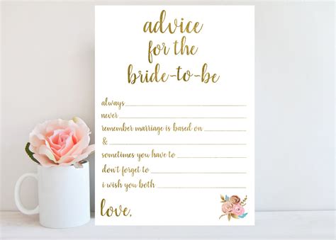 This bridal shower advice card is all in orange watercolor and by all means we love this. Advice for Bride-to-Be Bridal Shower Advice Cards Printable