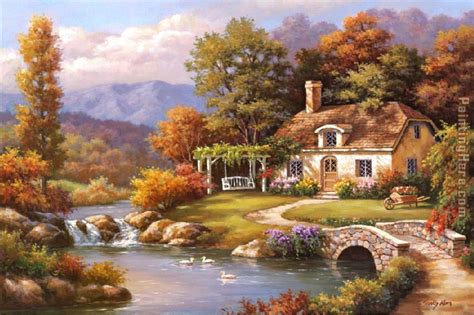 See more ideas about landscape paintings, pictures, landscape. Sung Kim Cottage Stream Art Painting for sale ...