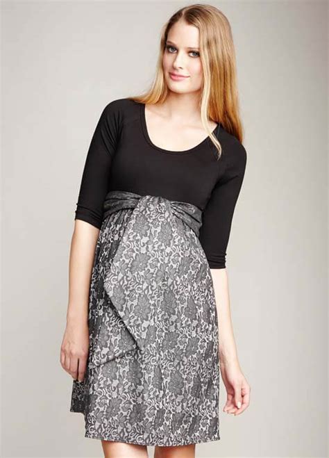 Lace Print Scoop Front Tie Maternity Dress By Maternal America