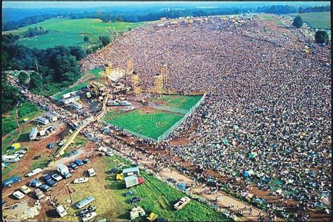 Aerial View Of Over 400000 People At The Woodstock Music Festival New