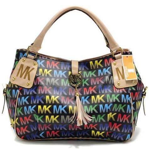 Michael Kors Mk Signature Large Black Multicolor Totes Outlet