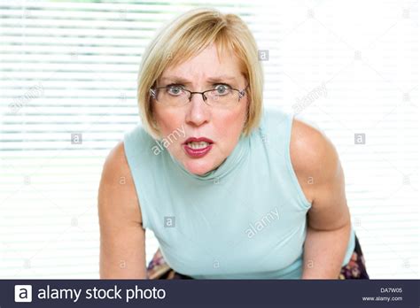 Angry Middle Aged Woman Stock Photo Alamy