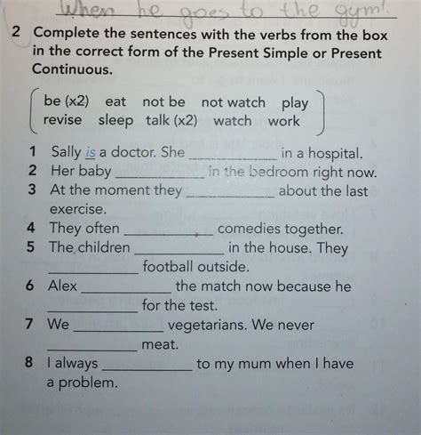 Complete The Sentences Using The Verbs In The Correct Form EDUCA