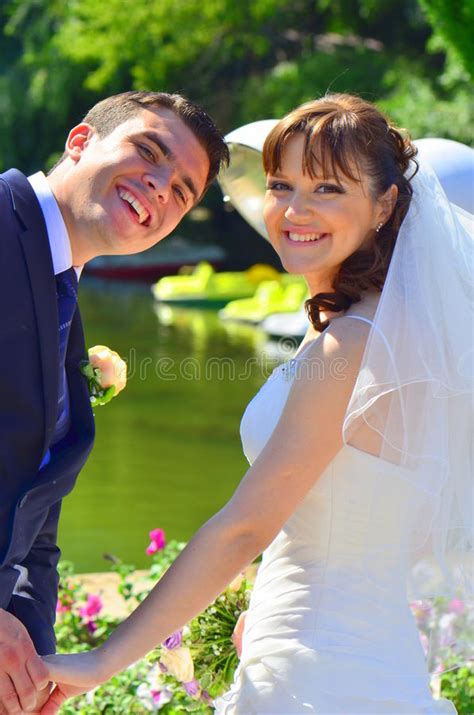 Happy Bride And Groom Feeling Great On Honeymoon Stock Image Image Of