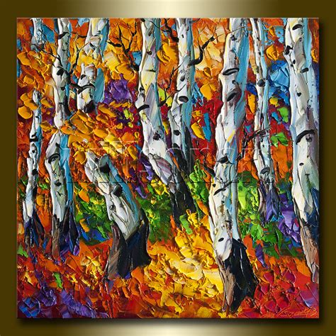 Birch Forest Autumn Landscape Giclee Canvas Print From Original Oil