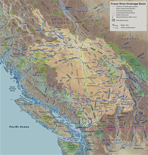 The Map Outlines The Fraser River Basin Showing Valleys Rivers