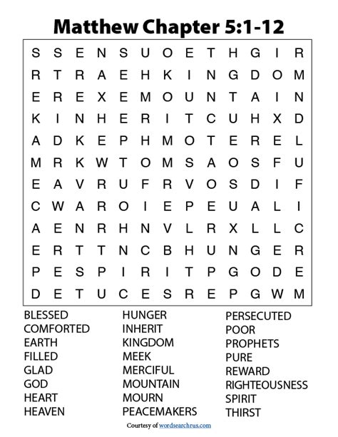 Word Search Puzzle Matthew 51 12 Large Print Word