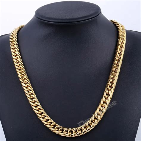 Buy Davieslee 316l Stainless Steel Men Necklace Gold
