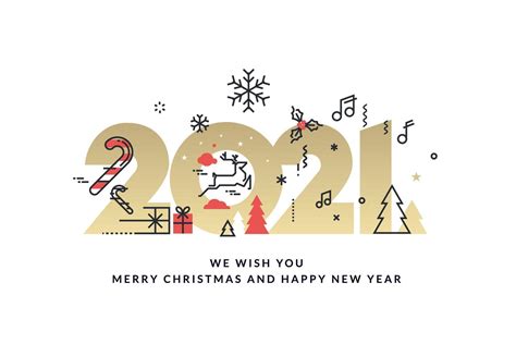 Merry Christmas And Happy New Year 2021 Card 1313992 Vector Art At Vecteezy