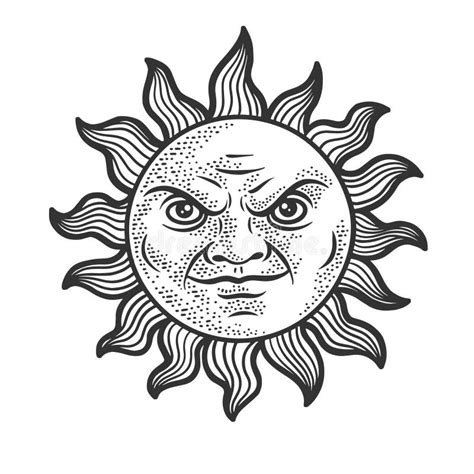 Evil Sun Sketch Vector Illustration Stock Vector Illustration Of