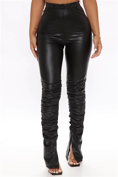 Serves You Tight Faux Leather Stacked Pant Black Pants Fashion Nova