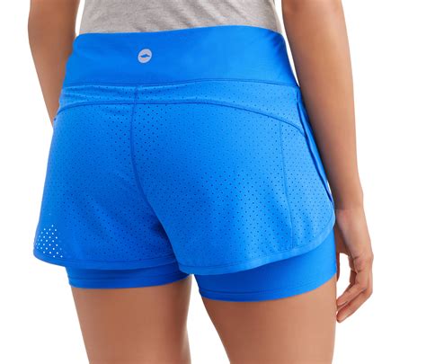 Womens Active Perforated Running Shorts With Built In Compression