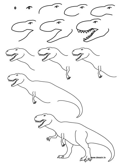 10 steps to draw a dinosaur. How to draw a dinosaur t rex easy - ALQURUMRESORT.COM