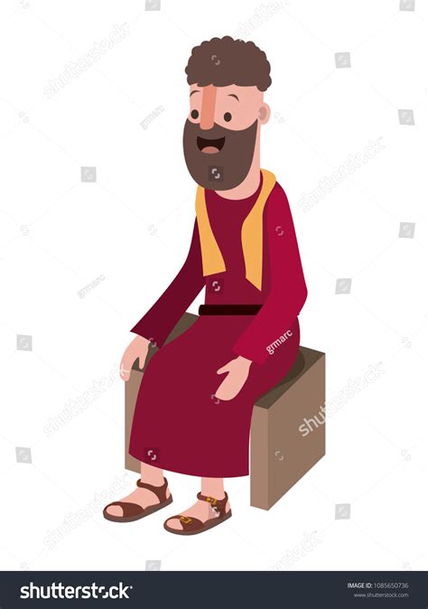 Apostle Jesus Sitting On Wooden Chair Stock Vector Royalty Free
