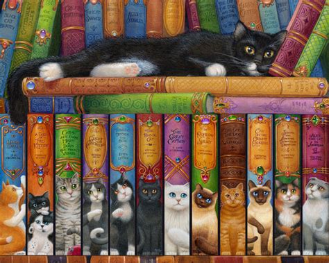Buy Cat Bookshelf Randal Spangler 1000pcs Puzzle Jigsaw Jungle
