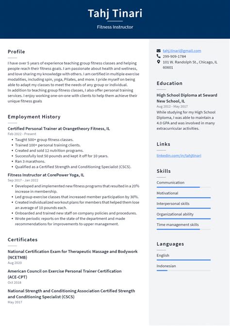 Fitness Instructor Resume Example And Writing Guide Resumelawyer