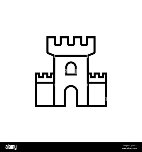Castle Vector Icon Fort Line Symbol Tower Castle Tower Logo Stronghold