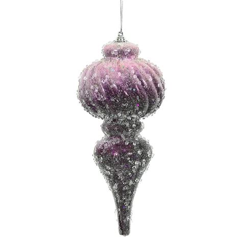 Vickerman 466261 10 25 Plum Pink Iced Finial Christmas Tree Ornament 2 Pack M174454