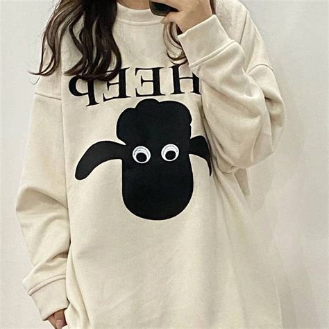 Kawaii Cute Lamb Loose Pullover Hoodie Kawaii Fashion Shop Cute Asian Japanese Harajuku Cute