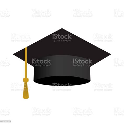 Graduierung Kappe Vektorsymbol Isoliert Auf Weiß Universität Oder