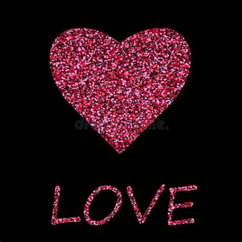 Poster With Heart Of Red Confetti Sparkles Glitter And Lettering