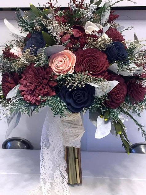 Burgundy Pink Navy Wedding Bouquet Made With Sola Flowers Choose