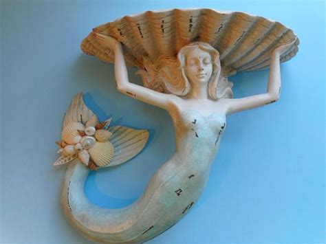 Seashell Wall Mermaid Shelf Coastal Home Decor Mermaid Etsy Coastal