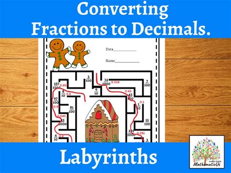 Converting Fractions To Decimals Labyrinths Christmas Mazes Teaching