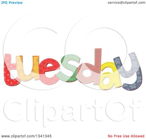 Clipart Of A Patterned Stitched Tuesday Day Of The Week Royalty Free