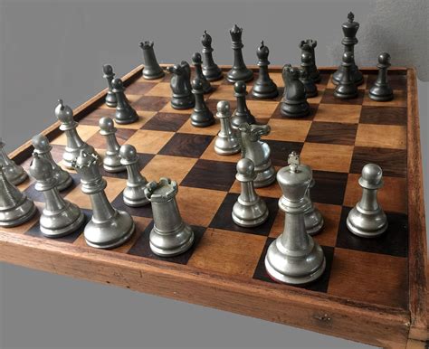 Plated Metal Staunton Chess Pieces - Chess Antiques