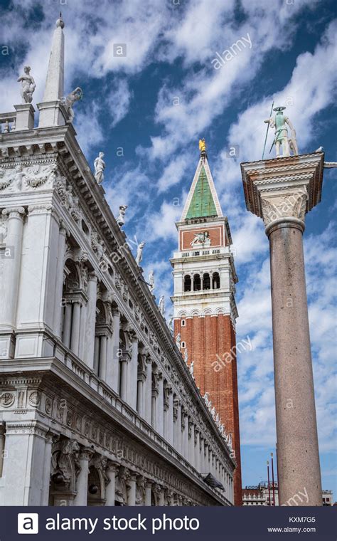 The Mark S Basilica Bell Tower In San Marco Square In Veneto Venice