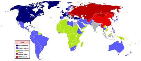 Nato continued its existence beyond the cold war era and gained new member nations in eastern europe during the late 1990s. File:Cold War WorldMap 1953.png - Wikimedia Commons