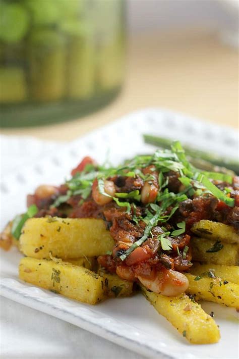 This recipe is for those who find polenta a little boring and for those who love french fries but think they are too greasy. Quick Bolognese over Polenta Fries - Erica's Recipes