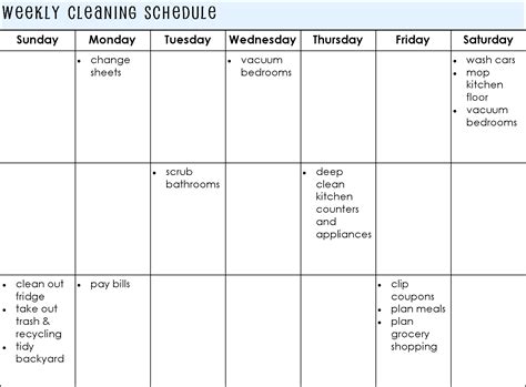 Cleaning Schedule Template For Care Homes - printable schedule template