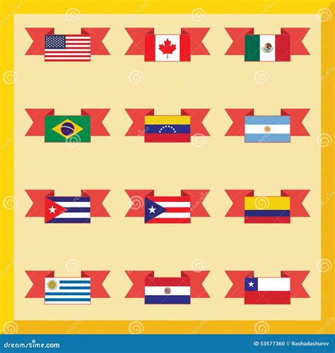 Flat Flags North And South America Stock Vector Illustration Of