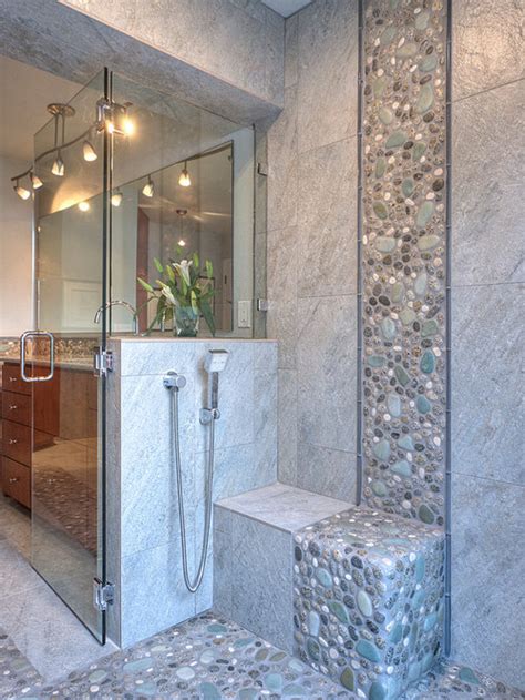 Browse 4,398 shower tile ideas on houzz you have searched for shower tile ideas and this page displays the best picture matches we have for shower tile ideas in july 2021. 75 Trendy Blue Bathroom with Pebble Tiles Design Ideas ...