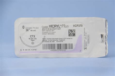 Ethicon Suture Vcp370h 0 Vicryl Plus Antibacterial Violet 36 Ctx