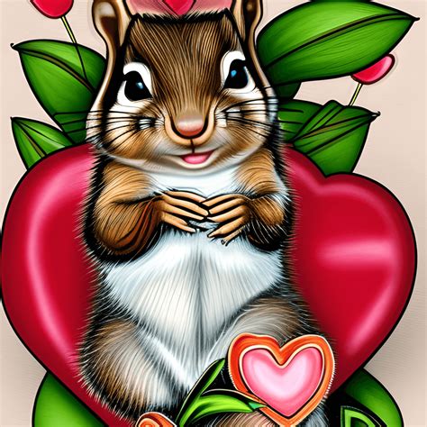 Cute Baby Chipmunk With A Valentines Heart · Creative Fabrica