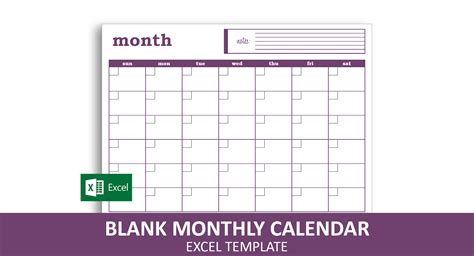 Blank Monthly Calendar Excel Template Savvy Spreadsheets