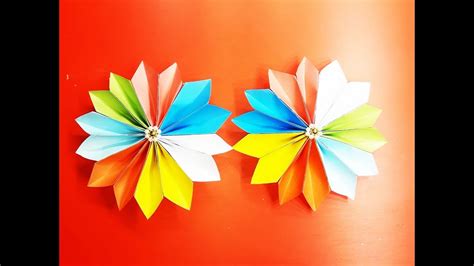 Origami Easy Paper Flower How To Make A Flower With Color Paper Easy