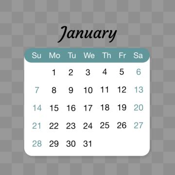 January Simple Teal Calendar Vector January Calendar
