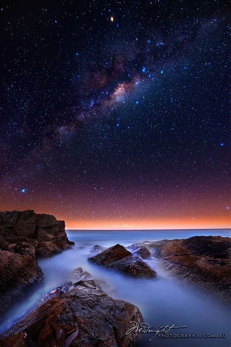 Milky Way Over The Pacific Ocean From Noosa Heads Qld Australia Credit