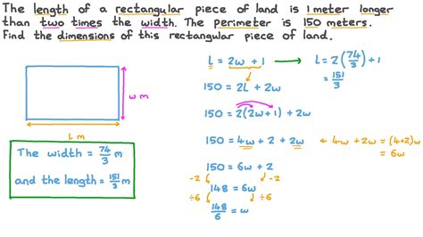 Question Video Finding The Dimensions Of A Rectangular Piece Of Land