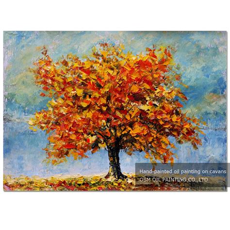 Special Designed Abstract Modern Autumn Trees Oil Painting