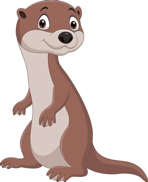 Cartoon Funny Otter Standing Isolated On White Background 5161971 Vector Art At Vecteezy