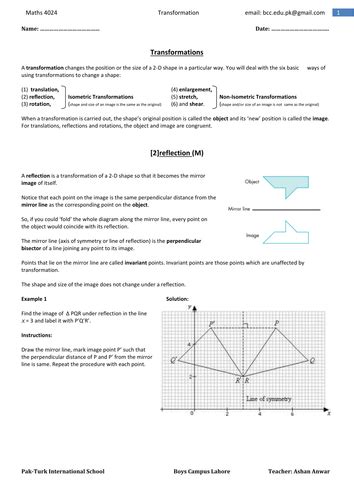 Geometrical Transformations Teaching Resources