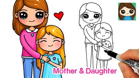How To Draw A Mother And Daughter Mothers Day Love