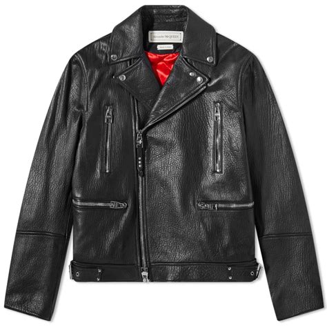 Alexander Mcqueen Leather Biker Jacket Black End