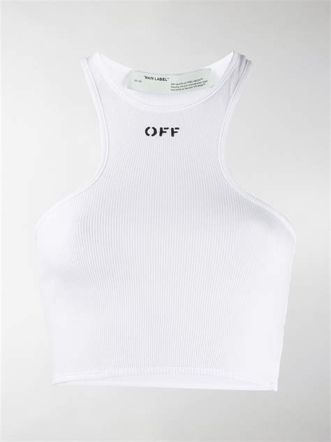 Off White Racer Back Crop Top White Modes