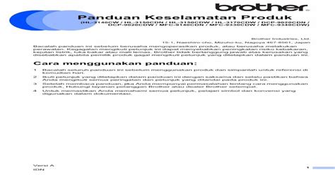 Panduan Keselamatan Produkdownload Brother Com Welcome Doc Cv